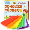Kleintober Panno da giocoliere I 6 Panni di Chiffon Colorati con Istruzioni per 5 Giochi I Tessuti giocoliere da Danza I per Interni ed Esterni I Giocattoli sensoriali I Giocoleria