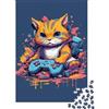 JQZKXNHPBR Gatto Carino Puzzle 1000 Pezzi Gioco di Puzzle 1000 Pezzi Controller Gioco Puzzle per Famiglia Relax 38x26cm/1000pcs