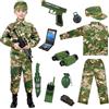 NEUFOOD Costume Militare Bambino, Vestito Militare Bambino con Mimetica Uniforme, Telescopio Walkie-Talkie e Pistola Giocattolo per Carnevale e Halloween