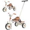 Twinly Triciclo Evolutivo per Bambini Pieghevole per bambini 1-5 Anni - Triciclo per Bambini Leggero e Compatto - Manubrio con Luce e Suono, Cestino e Barra di Spinta Regolabile Carly (Bianco)