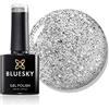 Bluesky Silver Glitter Explosion, Smalto per unghie in gel soak-off, per lampade LED o UV, Argento con brillantini (80573), 10 ml