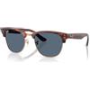 Ray-Ban Clubmaster Rbr0504s - Occhiali da sole quadrati, Strisce Havana in oro rosa, blu scuro, 51 mm