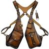 Syglawnd Borsa a tracolla sotto le ascelle, borsa a tracolla in pelle per uomo, ascellare antifurto in PU con abbigliamento vintage regolabile multitasche per esterno, marrone chiaro