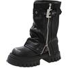 SUCHETA Stivali Donna Autunno Inverno - Stile Retrò Testa Rotonda Fondo Spesso - Stivali Corti Casual Biker Occidentali
