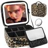 JADAZROR Trousse Trucco Viaggio, Organizzatore 3 Colori con Specchio e Luce LED, Divisore Regolabile