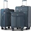 Travely Set di valigie in tessuto - Set da viaggio 3 pezzi con ruote - set composto da valigia cabina 55x40x20, valigia media e valigia grande - Trolley morbido ultra leggero
