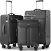 Travely Set di valigie in tessuto - Set da viaggio 3 pezzi con ruote - set composto da valigia cabina 55x40x20, valigia media e valigia grande - Trolley morbido ultra leggero