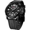 NAVIFORCE Orologio da polso da donna con cinturino in silicone, impermeabile, analogico, militare, sportivo, unisex, con funzione data, nero