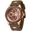KXAITO Orologio sportivo analogico da uomo, orologio militare per esterni, a LED, cronometro, digitale, elettronico, grande, doppio schermo, impermeabile, tattico, da uomo, 0246g Marrone E Oro Rosa, L