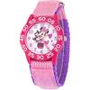 Disney Minnie Mouse - Orologio analogico al quarzo con cinturino in nylon per bambini, Pink, cinturino in nylon, rosa, striscia