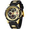 KXAITO Orologio sportivo analogico da uomo, orologio militare per esterni, a LED, cronometro, digitale, elettronico, grande, doppio schermo, impermeabile, tattico, da uomo, 0246 g nero e oro, L