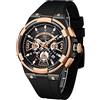 KXAITO Orologio sportivo analogico da uomo, orologio militare per esterni, a LED, cronometro, digitale, elettronico, grande, doppio schermo, impermeabile, tattico, da uomo, 0402g Nero E Oro Rosa, L