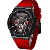 KXAITO Orologio sportivo analogico da uomo, orologio militare per esterni, a LED, cronometro, digitale, elettronico, grande, doppio schermo, impermeabile, tattico, da uomo, 0402g Rosso, L, Cronografo