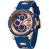 KXAITO Orologio sportivo analogico da uomo, orologio militare per esterni, a LED, cronometro, digitale, elettronico, grande, doppio schermo, impermeabile, tattico, da uomo, 0246g Blu E Oro Rosa, L