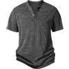 Voqeen Maglietta Uomo Cotone Estiva Henley T-Shirt Manica Corta Maglia da Lavoro Basic Tshirt con Tasca Scollo Rotondo Relaxed Fit