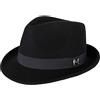 MQVQAUBST Berretto da Uomo in Lana Fedora da Uomo in Feltro Caldo Spesso Invernale Cappello a Cilindro Homburg Classico a Tesa Stretta da Uomo(Black)