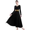 ZYACTU Abito da ballo da donna a maniche lunghe con scollo a V culto liturgico costumi da ballo costume lirico Chiesa Robe, B020-nero, XL
