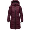 MARIKOO Cappotto lungo invernale da donna, caldo trapuntato con cappuccio rimovibile, cuciture a freddo 16 S-3XL, vino, L