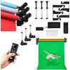 ANGDI Kit di supporto per fondali a rulli motorizzati, supporto elettrico per fondale da parete e soffitto con telecomando, supporto per fondali da pavimento a 2/3/4/6 rulli(3 Roller)