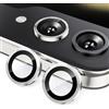 Wigento Anello di protezione in alluminio per fotocamera Samsung Galaxy Z Flip7 5G + vetro temperato H9 argento