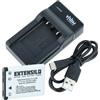EXTENSILO 1x base di ricarica, 1x cavo di alimentazione, 1x batteria compatibile con Olympus mju 840, 850sw, Tough, 820, 830, 790sw camera