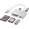 ROCKETEK Lettore di schede XQD/SD/TF con 2 porte USB3.0, adattatore per lettore di schede di memoria con velocità fino a 5 Gbps, compatibile con Windows/Linux/Mac OS/Vista