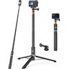 Vkesen Treppiede invisibile per selfie da 147 cm, per Insta 360 X5/X4/X3/Ace Pro 2/GO 3S/GO 3, DJI Osmo 360, Pocket 4/3, tutti i modelli GoPro, impugnatura estensibile 2 in 1, monopiede, supporto da viaggio