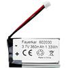 Fayerkar Batteria al litio da 3,7 V 350 mAh 602030 per VXI BlueParrott B350-XT B550-XT B350XT B550XT B550XT Cuffie Bluetooth compatibili con Vantrue Dash Cam