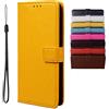 BRAND SET Custodia per Google Pixel 4A 4G Case Cover in Similpelle Stile Portafoglio con Chiusura Magnetica Sicura Chiusura e Funzione Staffa Adatto per Google Pixel 4A 4G(Giallo)