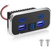 Linkstyle Caricatore da Auto 62W con Voltmetro, 2 Porte USB-A e 2 Tipo C, Presa 12V/24V per Auto, Camion, Moto e Barca