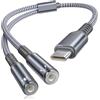 BASESAILOR Adattatore USB C a Jack 3,5 mm per iPhone 17 16 Pro Max,Adattatore Splitter cuffie USB Type C a Doppio Jack Aux Audio per Apple 17e 16e 15 Plus,iPad Mini,Samsung Galaxy S26 S25 S24,Pixel 9