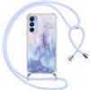 ZhuoFan Custodia con Cordino per Samsung Galaxy A15 5G 6,5, Trasparente Aesthetic Modello di Marmo Blu Disegni Cover con Collana, Antiurto Protettivo Case Cellulare