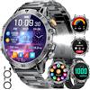 HIRREO EF18 Orologio Intelligente Militare da Uomo, Batteria Grande 1000mAh, Smartwatch HD da 1.85″ con Torcia a LED/Sleep/100+ Sport, IP68 Impermeabile Smart Watch per Android iOS (3 Cinturini), Nero