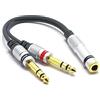 VITALCO Adattatore Jack 6.3 a 2x 6.3 Audio Y-Splitter Doppio Jack 6.35 Stereo TRS Maschio a 6.35mm Stereo TRS Femmina Cavo connettore Distributore