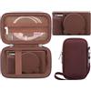 BOVKE Custodia Rigida + Copertura in Silicone per Canon Italia PowerShot SX740 SX730 Fotocamera Digitale Compatta, Copertura Lente Rimovibile, Cinturino a Polso, Marrone