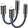 bakibo 2 Pezzi Adattatore i Phone Jack 3,5 mm, [Certificato MFi ] Adattatore Cuffie i Phone Cavo Dongle DAC HiFi (Nessuna Funzione di Chiamata) Adattatore Jack Lightning per iPhone 14/13/12/Pad, Nero