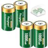 Palogreen 10000mAh Batterie D Ricaricabili - 4Pcs 1.2V NIMH Mono D Batterie Alta Capacità LR20 Typ D Pile Per torce, luci da campeggio ed emergenza, radio e giocattoli