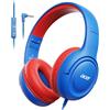 Acer Cuffie per Bambini, Cuffie con Filo Limite di Volume 85/94 dB, Jack da 3,5 mm, Pieghevoli e Regolabili, Suono Stereo Over-ear, Cuffie Bambini per iPad/Kindle/PC/Tablet/Scuola/Viaggi(Blu Rosso)