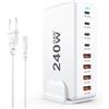 HONGYEE Caricatore USB C 240W, caricatore veloce USB C 8-in-1 GaN III, caricatore per laptop PPS PD 100W per MacBook Pro/Air, iPad, iPhone, Samsung, Steam Deck e altro