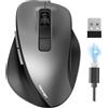 TECKNET Mouse Bluetooth Ergonomico, Mouse Wireless Ricaricabile con 3 Dispositivi (2*Bluetooth+USB), Poggiapollice Ergonomico, 4800 DPI, 6 Pulsanti, Mouse USB Silenzioso per Laptop/PC/Tablet/MacBook