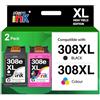 st@r ink Starink 308XL Cartucce d'inchiostro Compatibili con Cartucce HP 308 XL per Stampanti Envy 6110e, 6120e, 6122e, 6130e, 6132e, 6520e, 6530e, 6532e,Nero Colore Confezione da 2