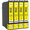 JoyPrinting Cartucce d'inchiostro giallo 27XL di ricambio per Epson 27 27XL per stampanti Workforce WF-3620 WF-7110 WF-7610 WF-3640 WF-7210 WF-7620 WF-7715 WF-7720 (4 gialle)