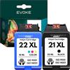 EVOKE 21 22 Kit di cartucce compatibili con HP 1410 1415 D1560 F4180 F2180 F2280 1415 1410 (kit nero + tricolore) 1350 pagine 38 ml