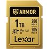 Lexar ARMOR GOLD 1TB SDXC - Scheda di Memoria Rugged in Acciaio, Impermeabile IP68, UHS-II ad Alta Velocità, Ideale per Foto RAW, Video 4K/6K e Outdoor