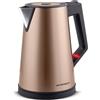Berdsen Bollitore in acciaio inox, capacità 1,7 l, funzione di mantenimento al caldo, 2200 Watt, doppia parete, base piroette, fornello per acqua, colore: oro silenzioso