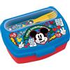 Tataway Sandwich Box Mickey Mouse con Posate - Porta Pranzo Bambini - Lunch Box Plastica Resistente - Utilizzabile in Microonde - Prodotto Ufficiale Disney