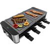 Cecotec Raclette Cheese&Grill 16000 Inox Allstone. 1400 W, 8 Persone, Piastra In Pietra Naturale Antiaderente, Superficie 40 X 22 Cm, 8 Pentole, Termostato Regolabile, Lavabile In Lavastoviglie