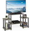 Furinno Turn-N-Tube No Tools Supporti TV Senza Attrezzi, Legno, Rovere Francese Grigio/Nero, 29.46 x 29.46 x 58.04 cm