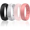 Egnaro Anello in silicone ergonomico traspirante ad arco interno, anelli da donna con mezze misure, fede nuziale da donna in silicone, larghezza 6 mm, spessore 2 mm, 7(17.3mm), Silicone, Diamante