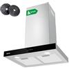 CIARRA AWS6102 A+++ - Cappa aspirante da 60 cm, ricircolo d'aria 650 m³/h, con filtro ai carboni attivi CBCF003, montaggio a parete, Wi-Fi, app, controllo touch, acciaio inox, argento